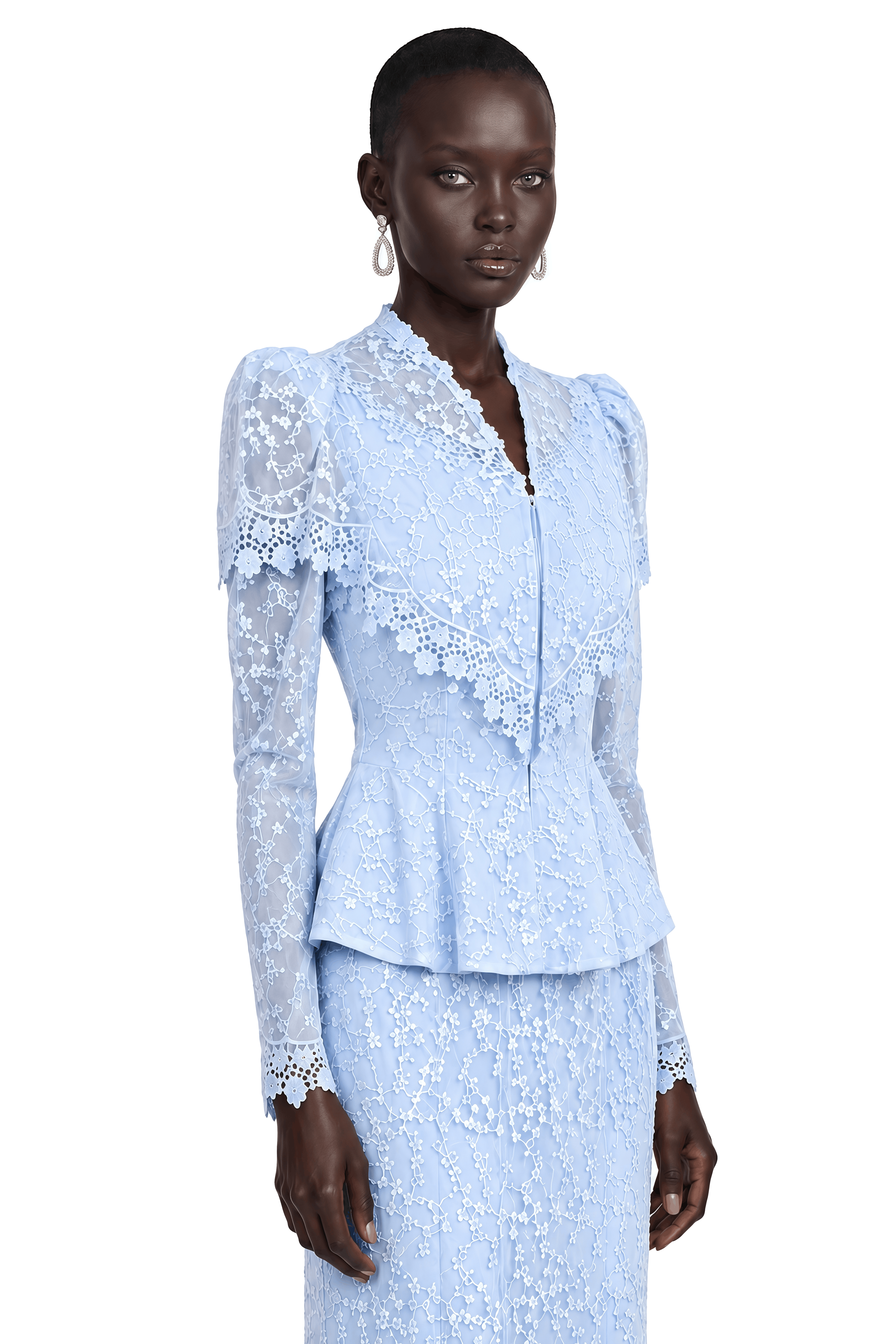 Valerie Blue Puff Sleeve Top & Maxi Skirt Set