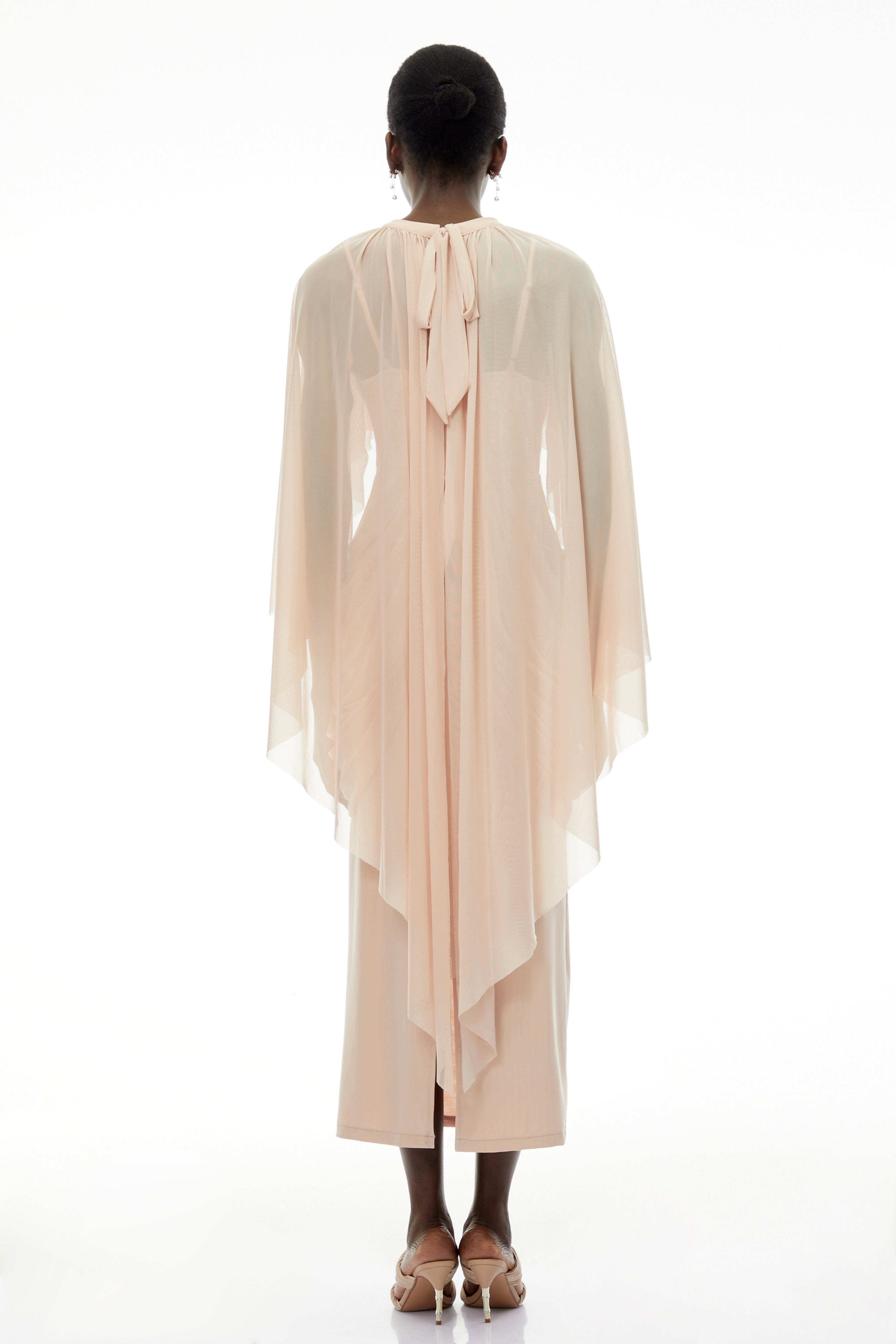 Vivienne  Ruched Maxi Dress with Cape Sleeves (Final Sale-US Only)