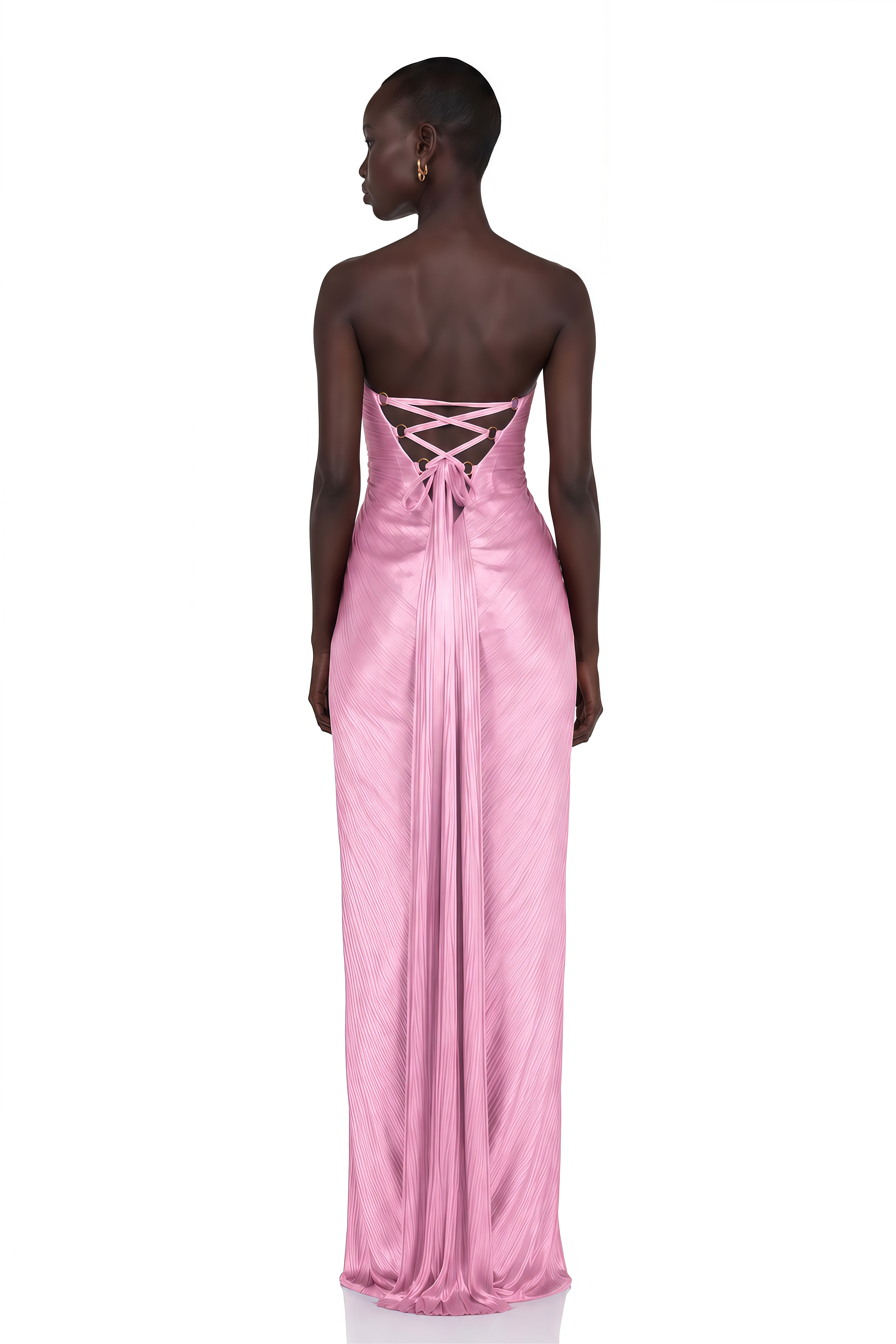 Zadie Pink Ruched Maxi Dress with Twist Front