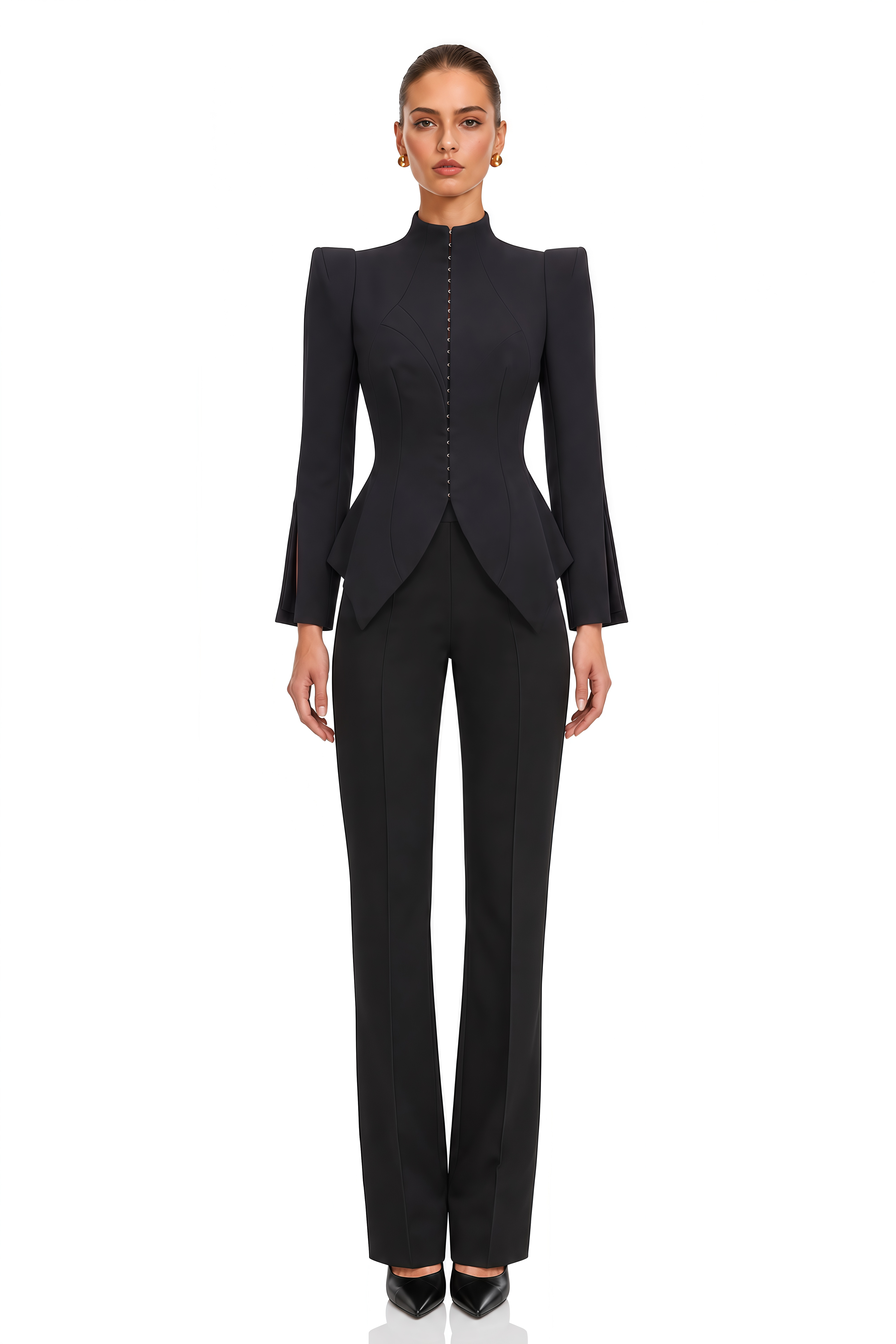Zeeva Black Structured-Shoulder Blazer