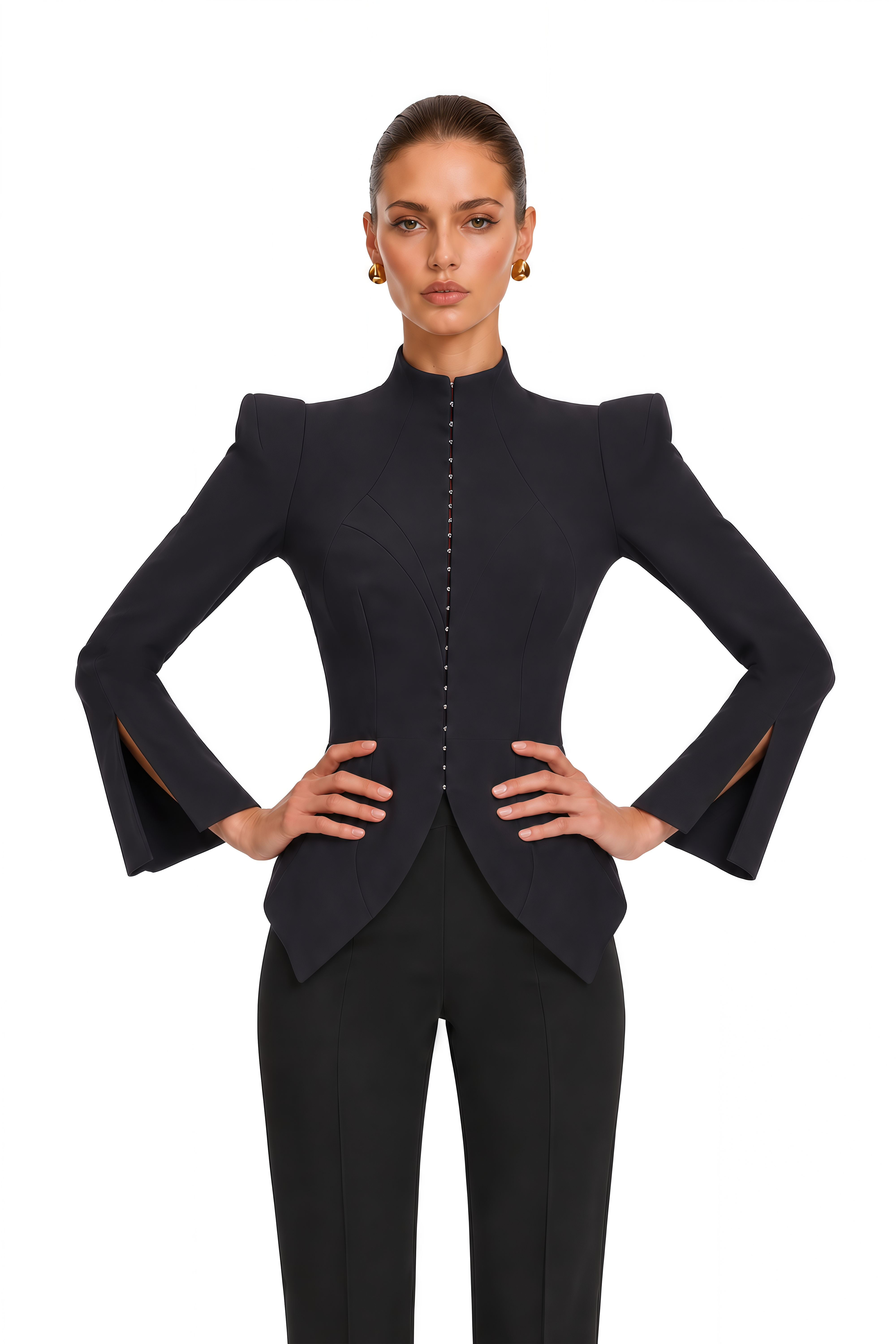Zeeva Black Structured-Shoulder Blazer