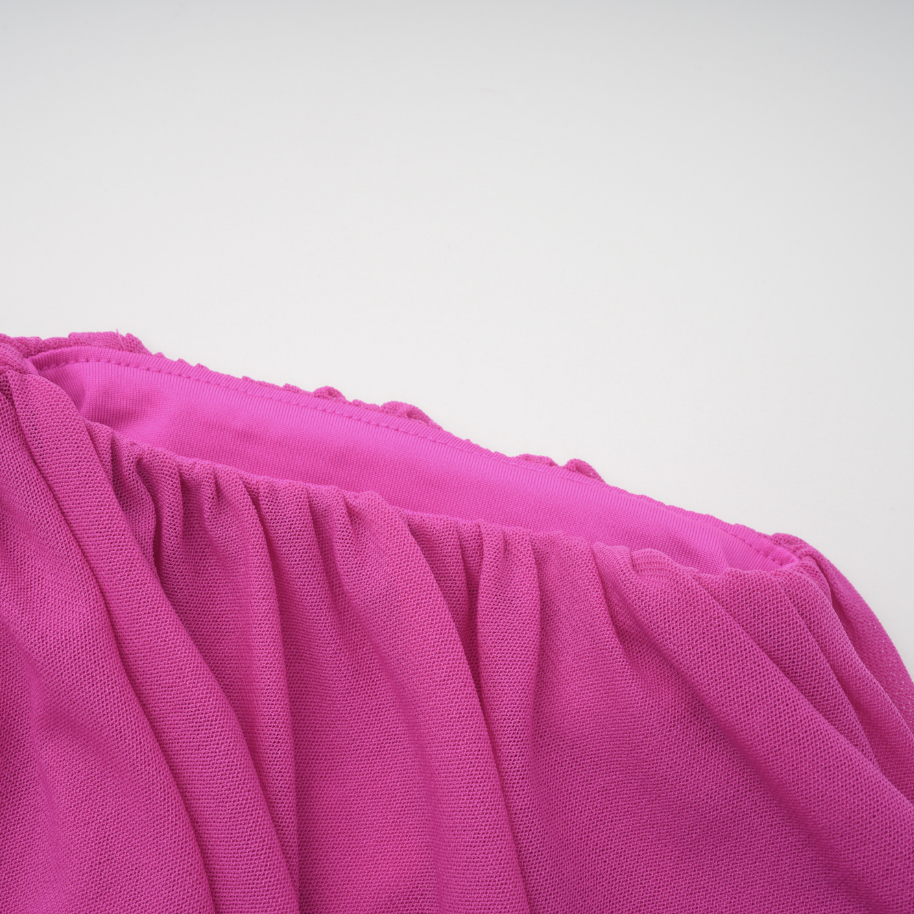 Zelmira Fuchsia Draped Long Sleeves Mini Dress