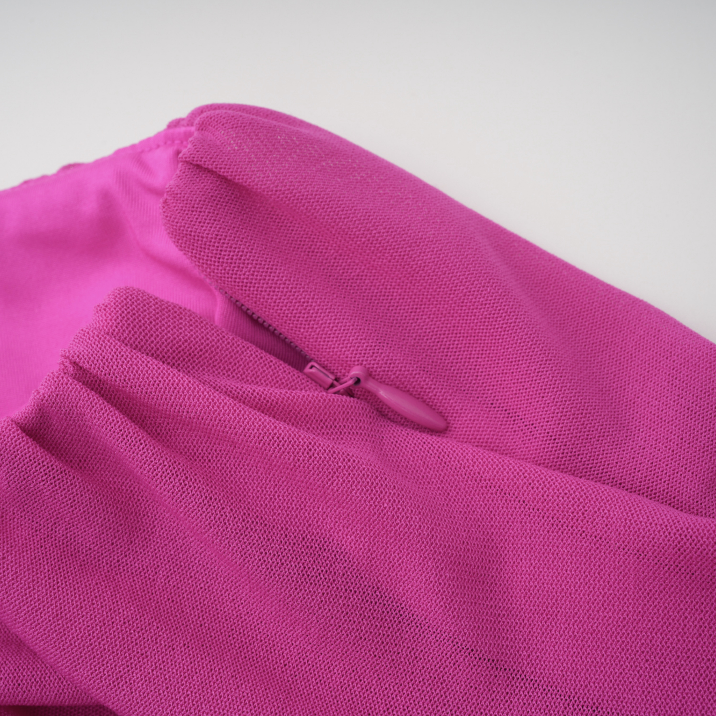 Zelmira Fuchsia Draped Long Sleeves Mini Dress