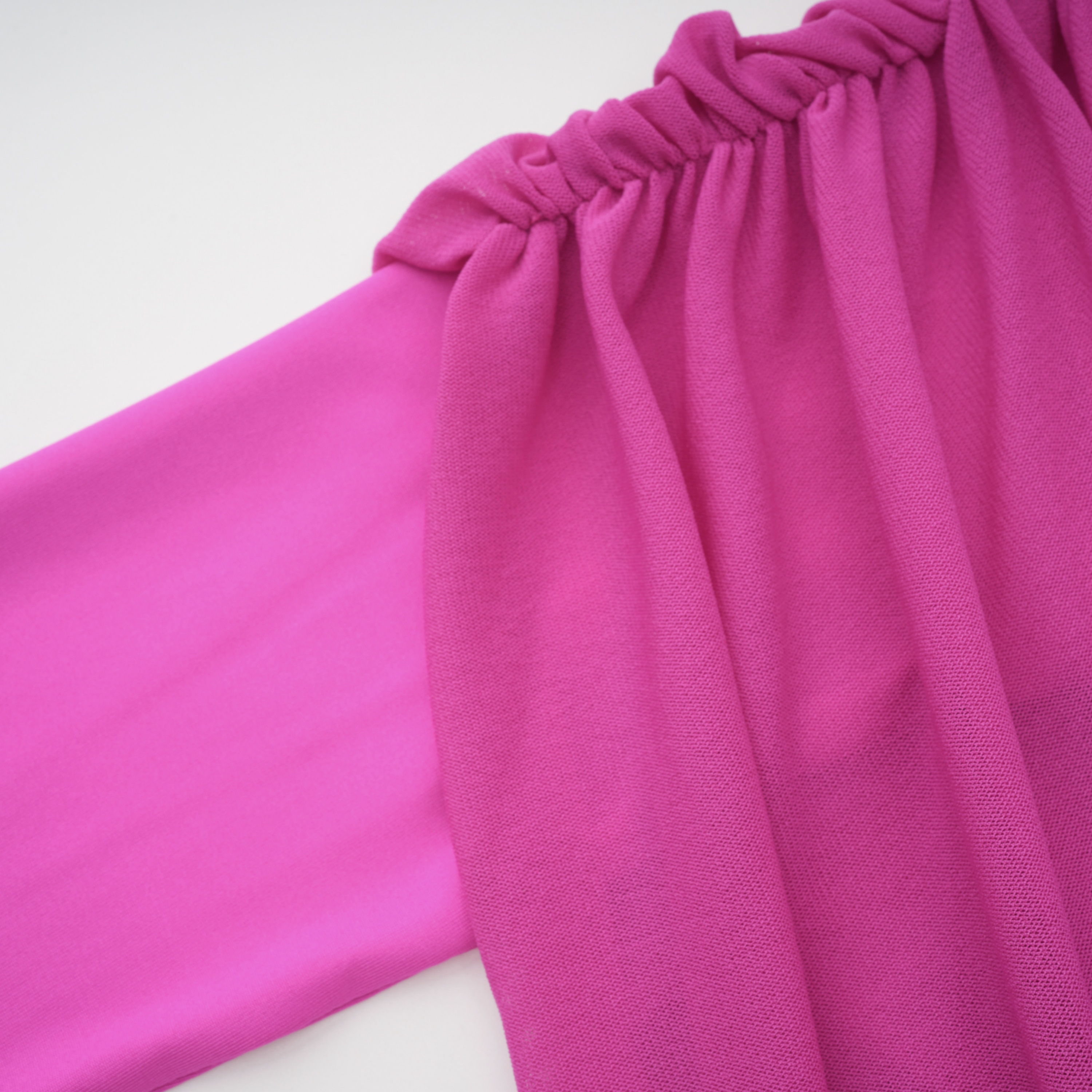 Zelmira Fuchsia Draped Long Sleeves Mini Dress