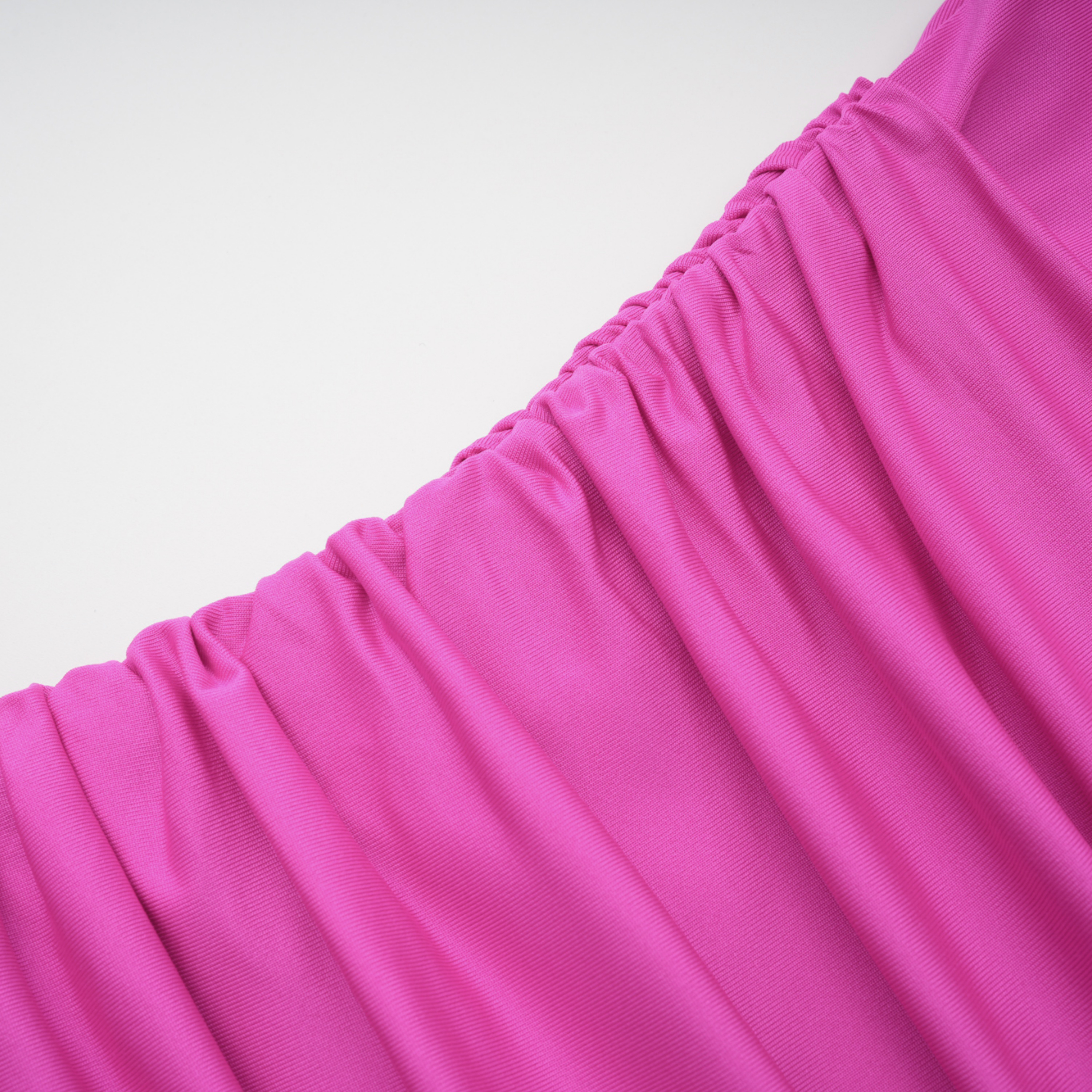 Zelmira Fuchsia Draped Long Sleeves Mini Dress