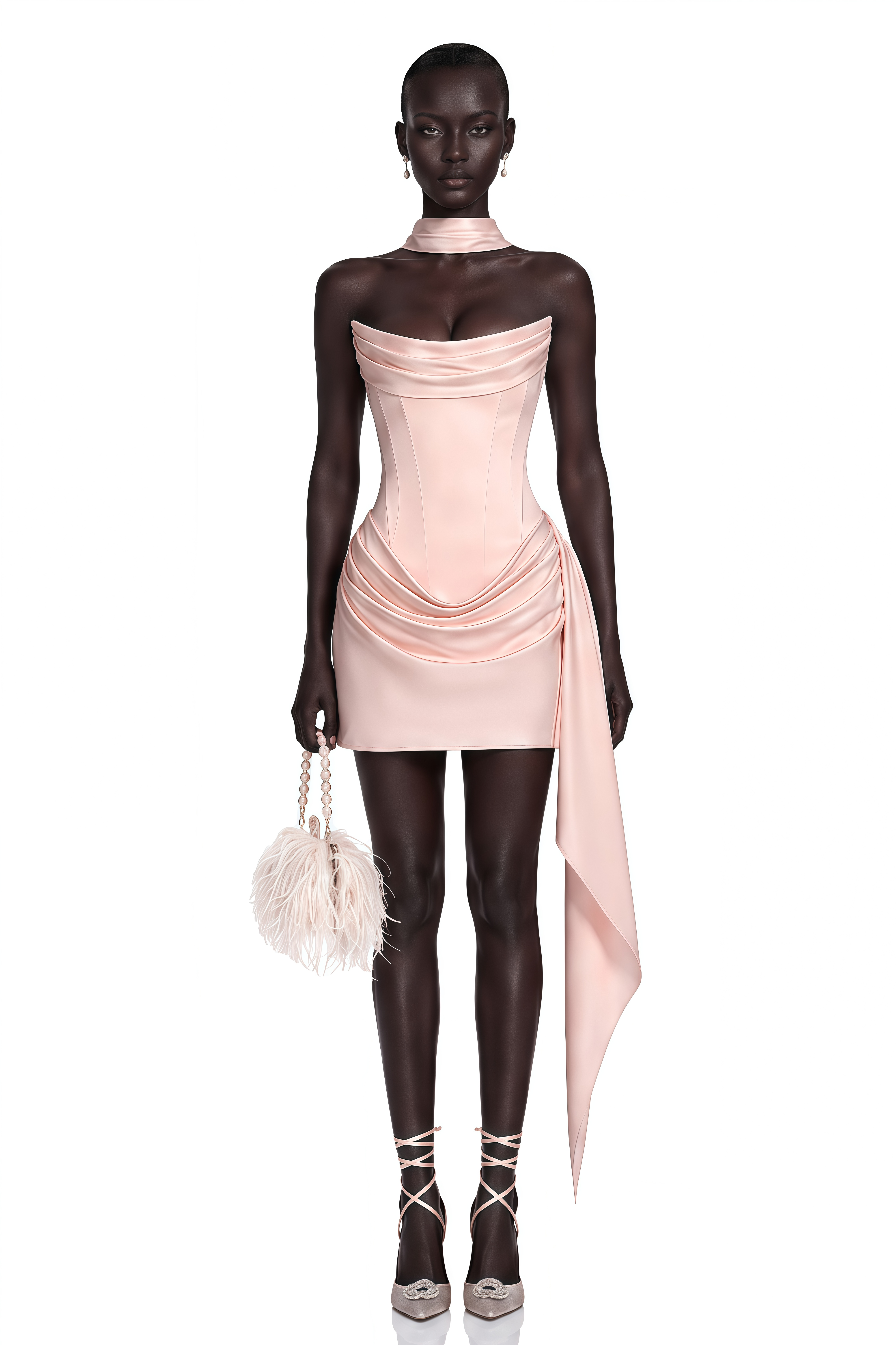 Zenina Pink Ruched Ribbon Detail Mini Dress – Miss Rosier