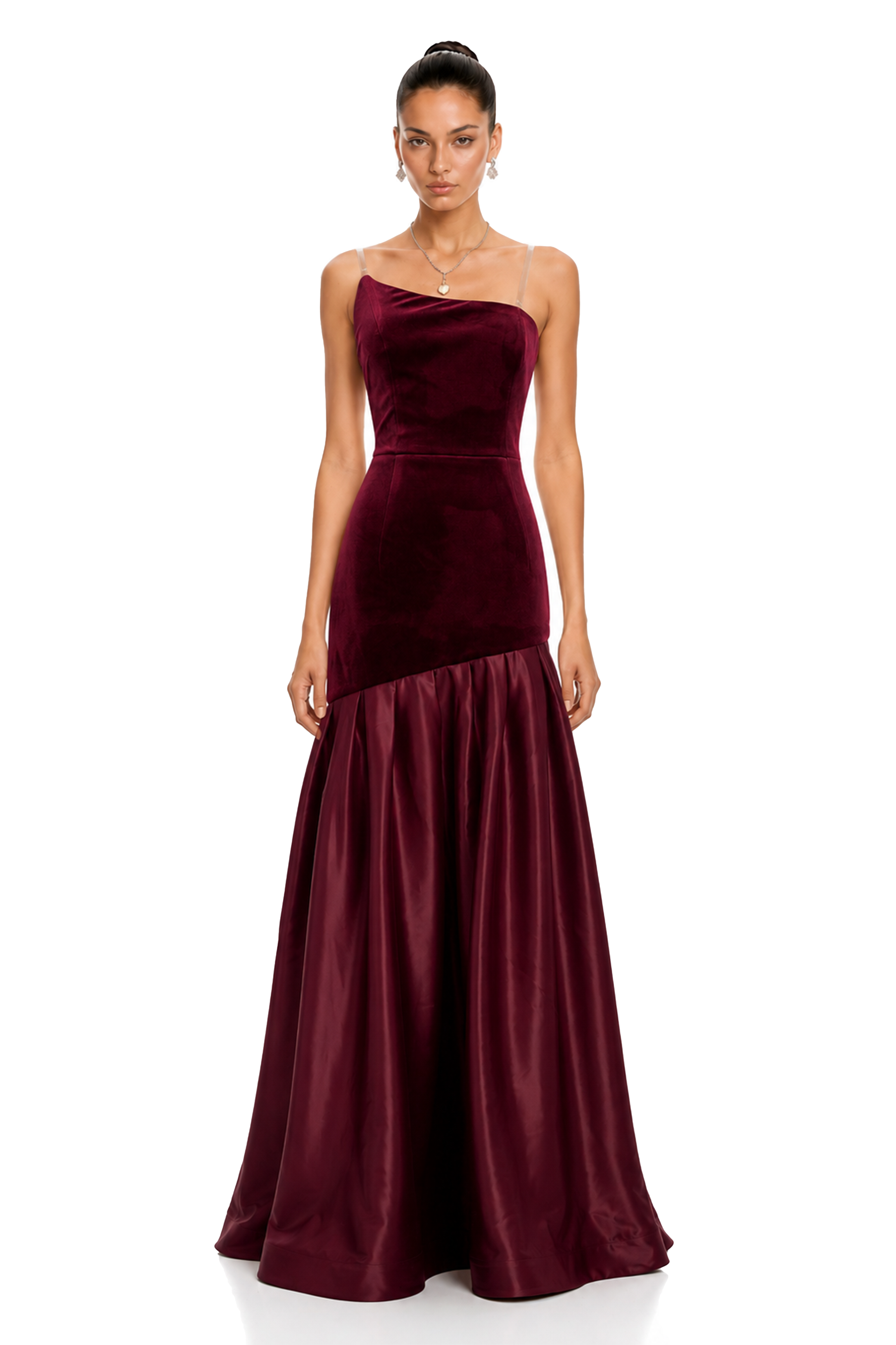 Zuri Burgundy Velvet Ruched Maxi Dress