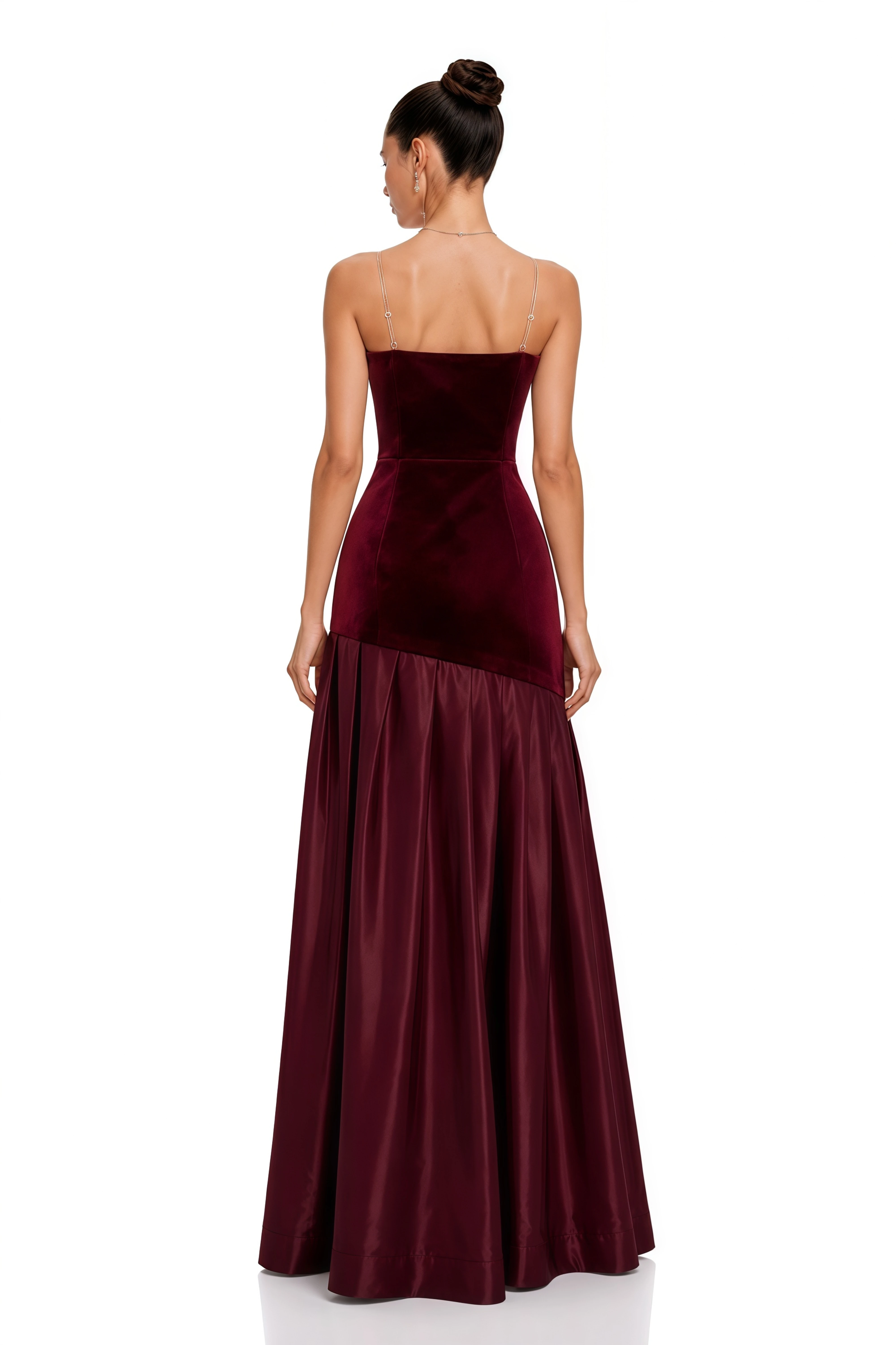 Zuri Burgundy Velvet Ruched Maxi Dress