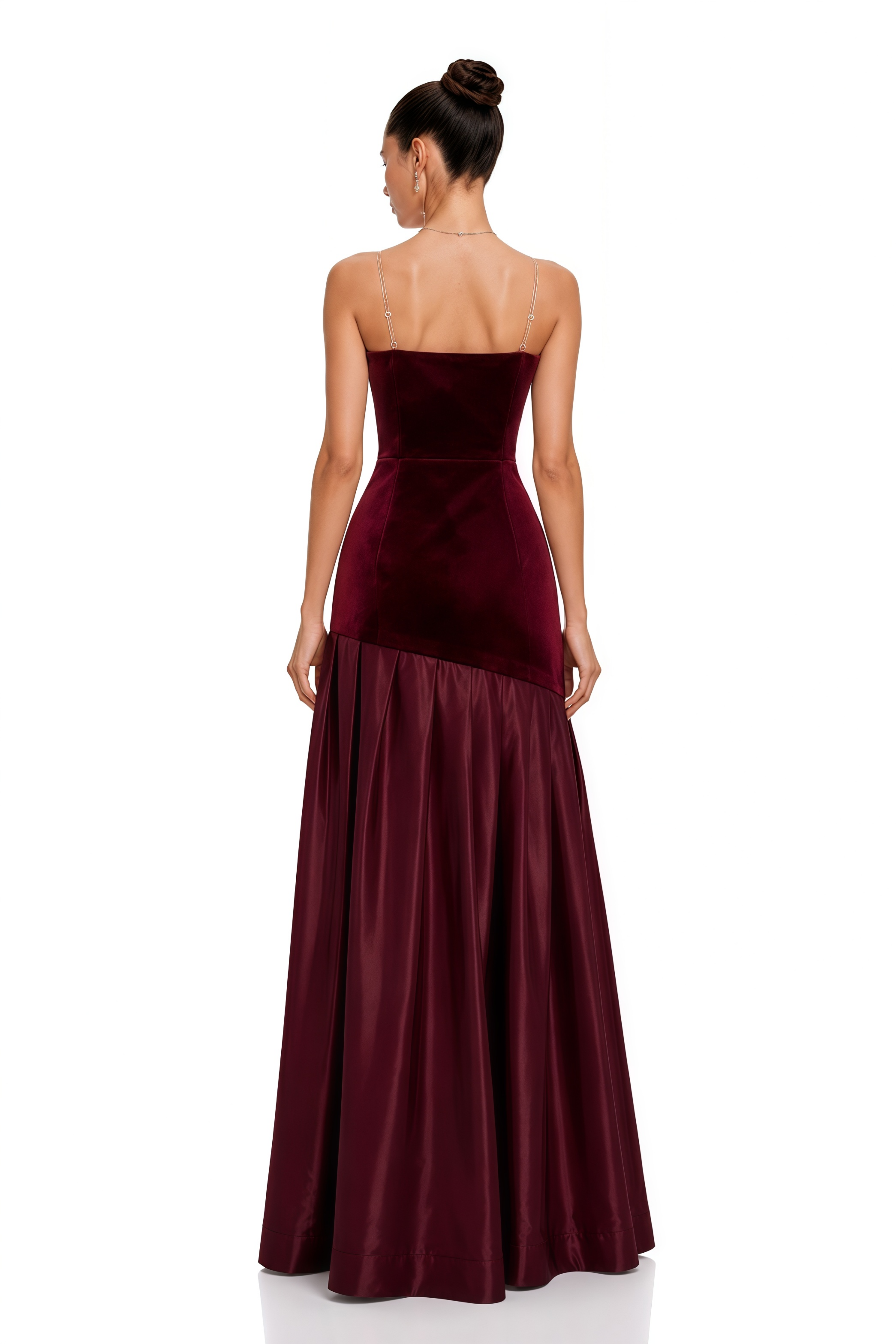 Zuri Burgundy Velvet Ruched Maxi Dress