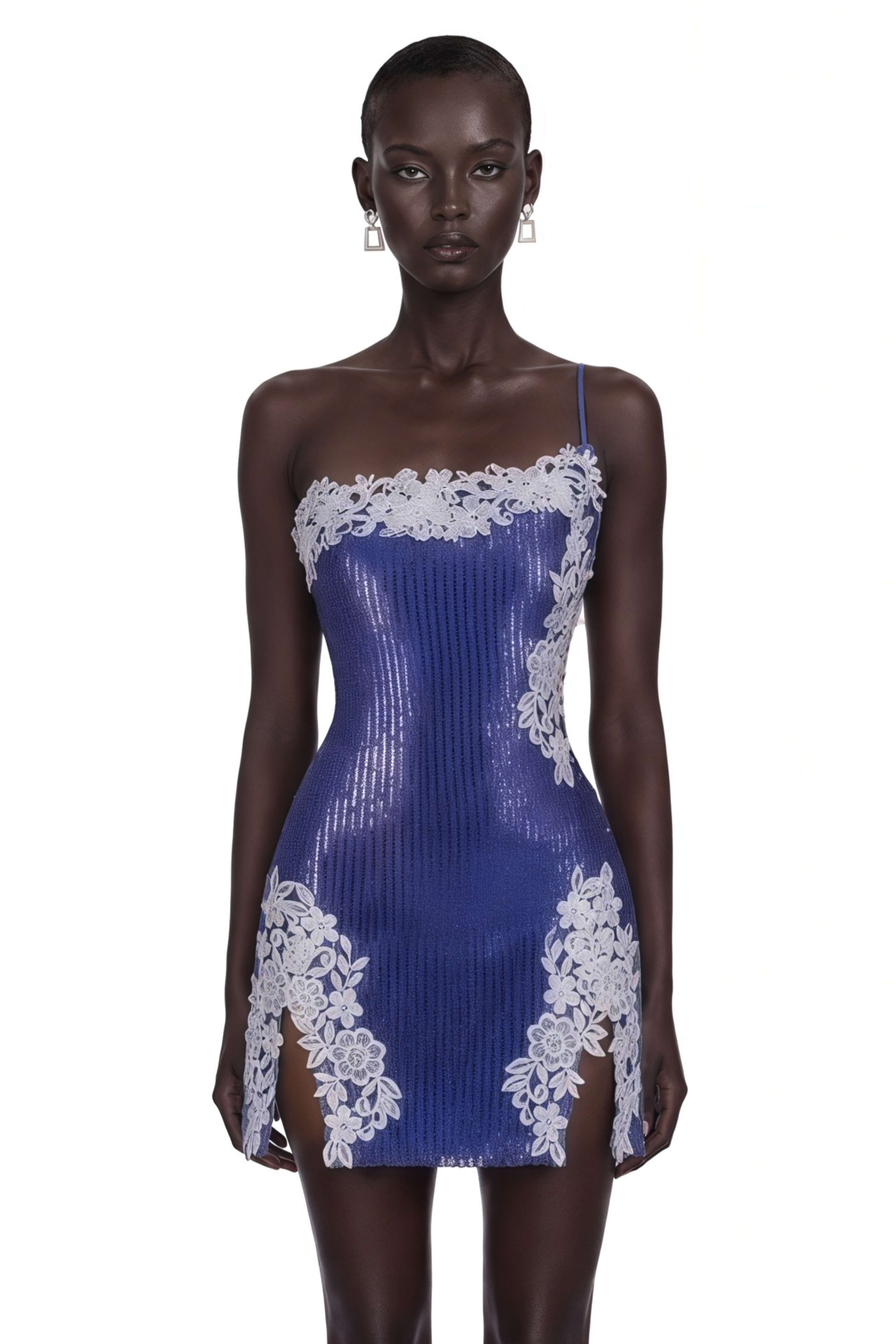 Zylah Purple Sequin Mini Dress with Lace