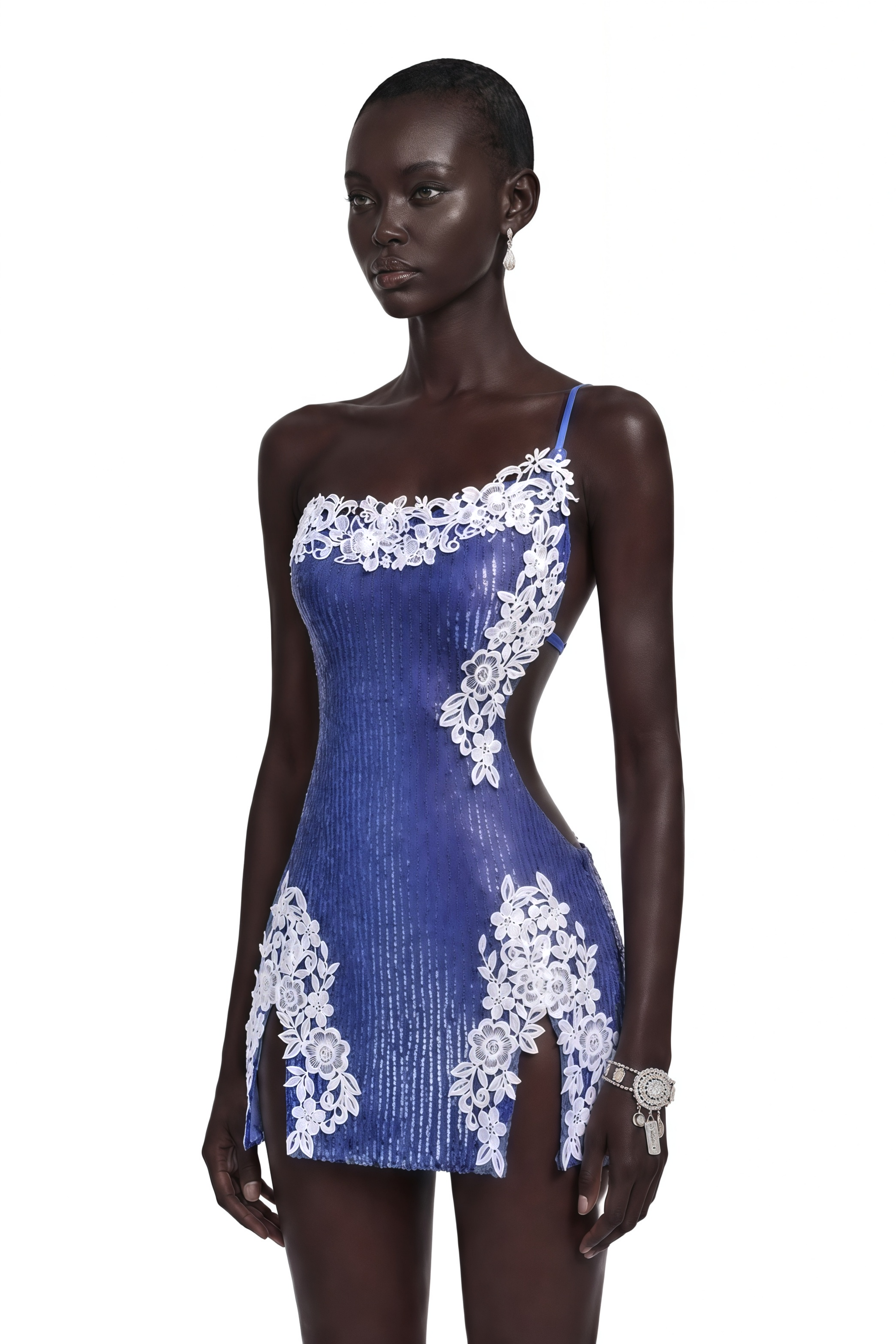 Zylah Purple Sequin Mini Dress with Lace