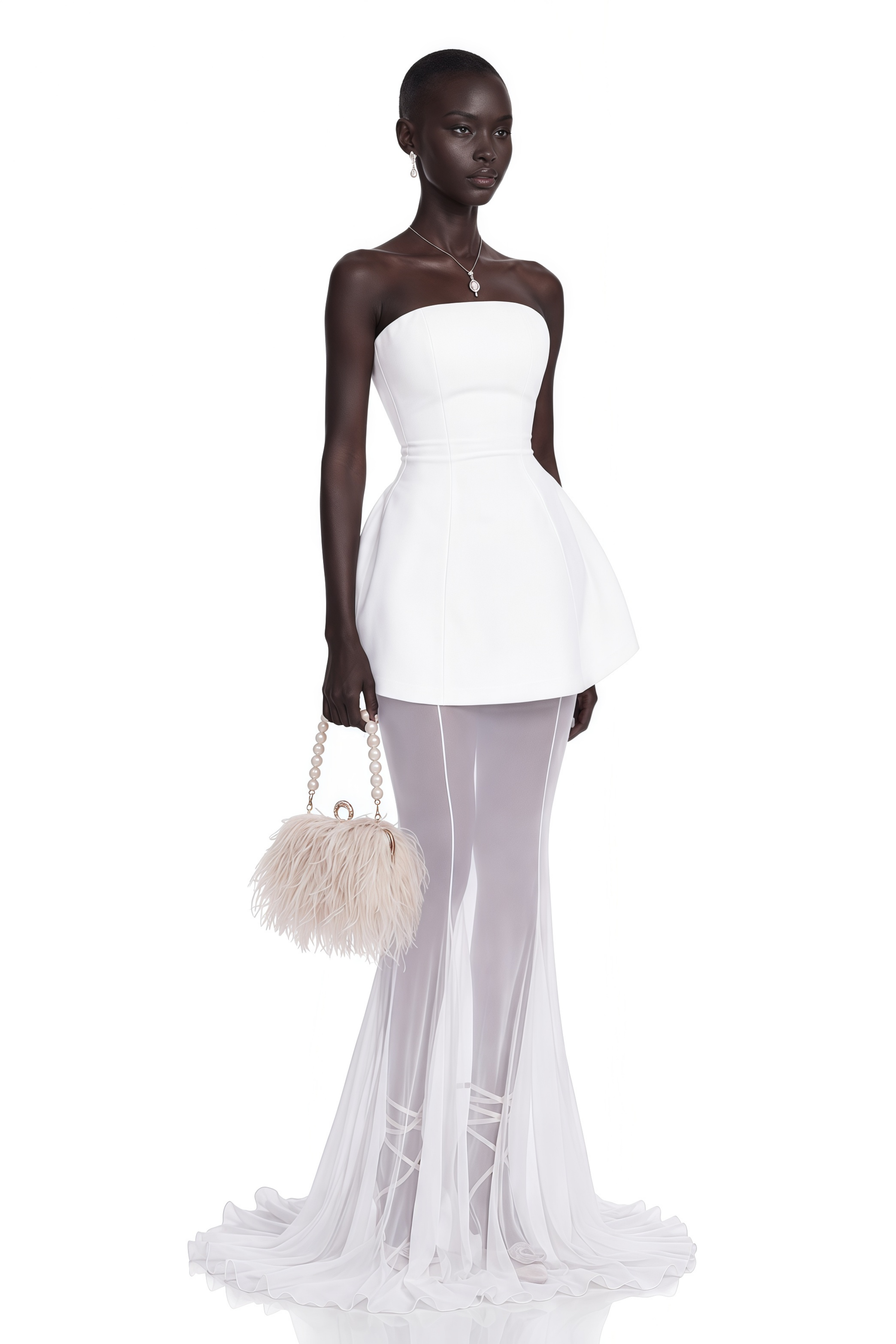 Mélanie White Corset Dress & Mesh Skirt Set