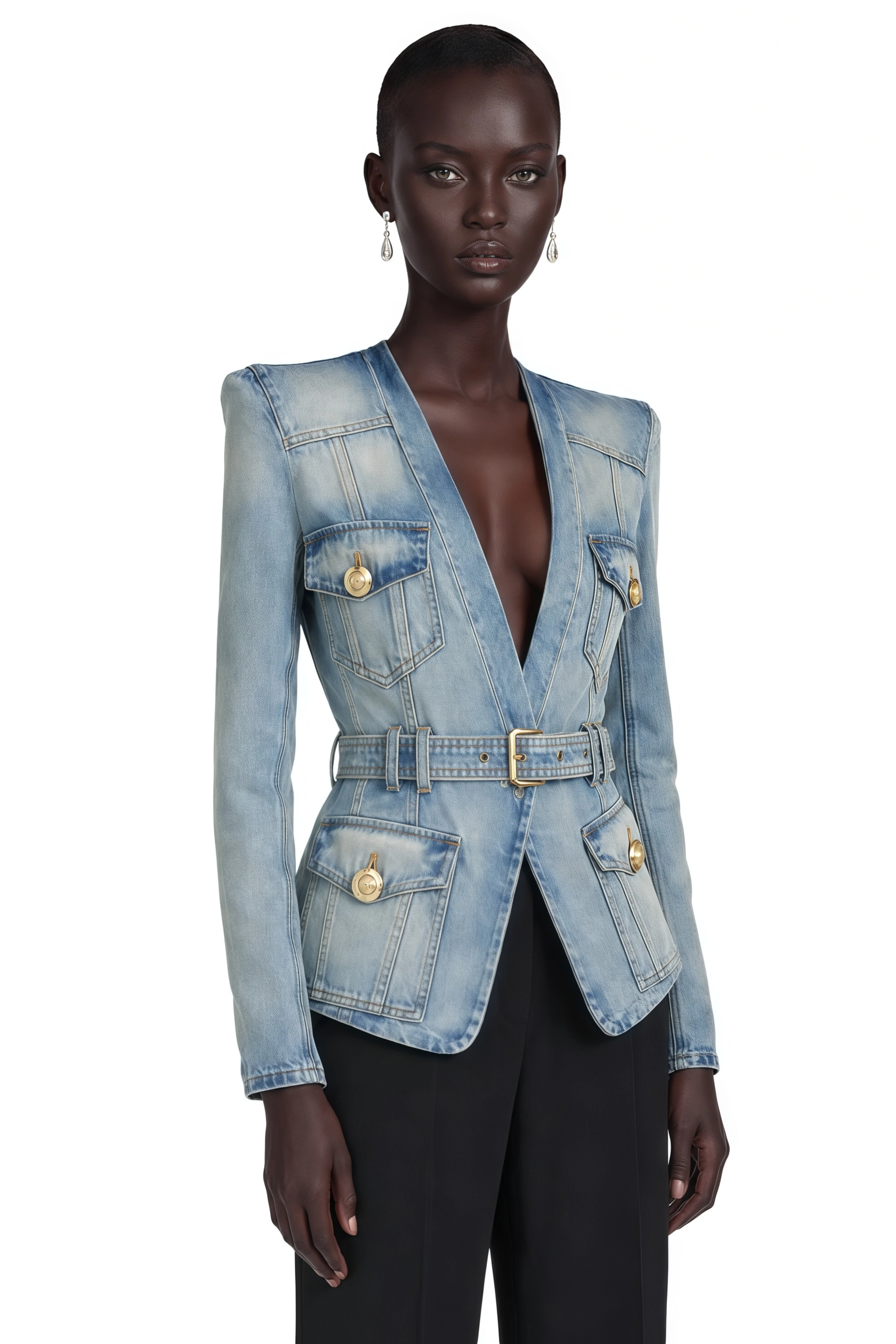 Edda Light Blue Belted Denim Jacket