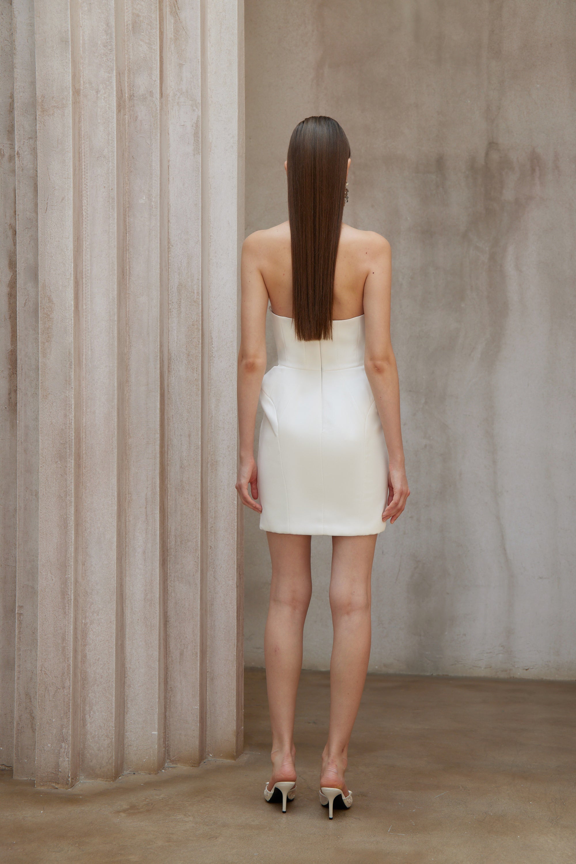 Alba White Barrel Waist Corset Mini Dress