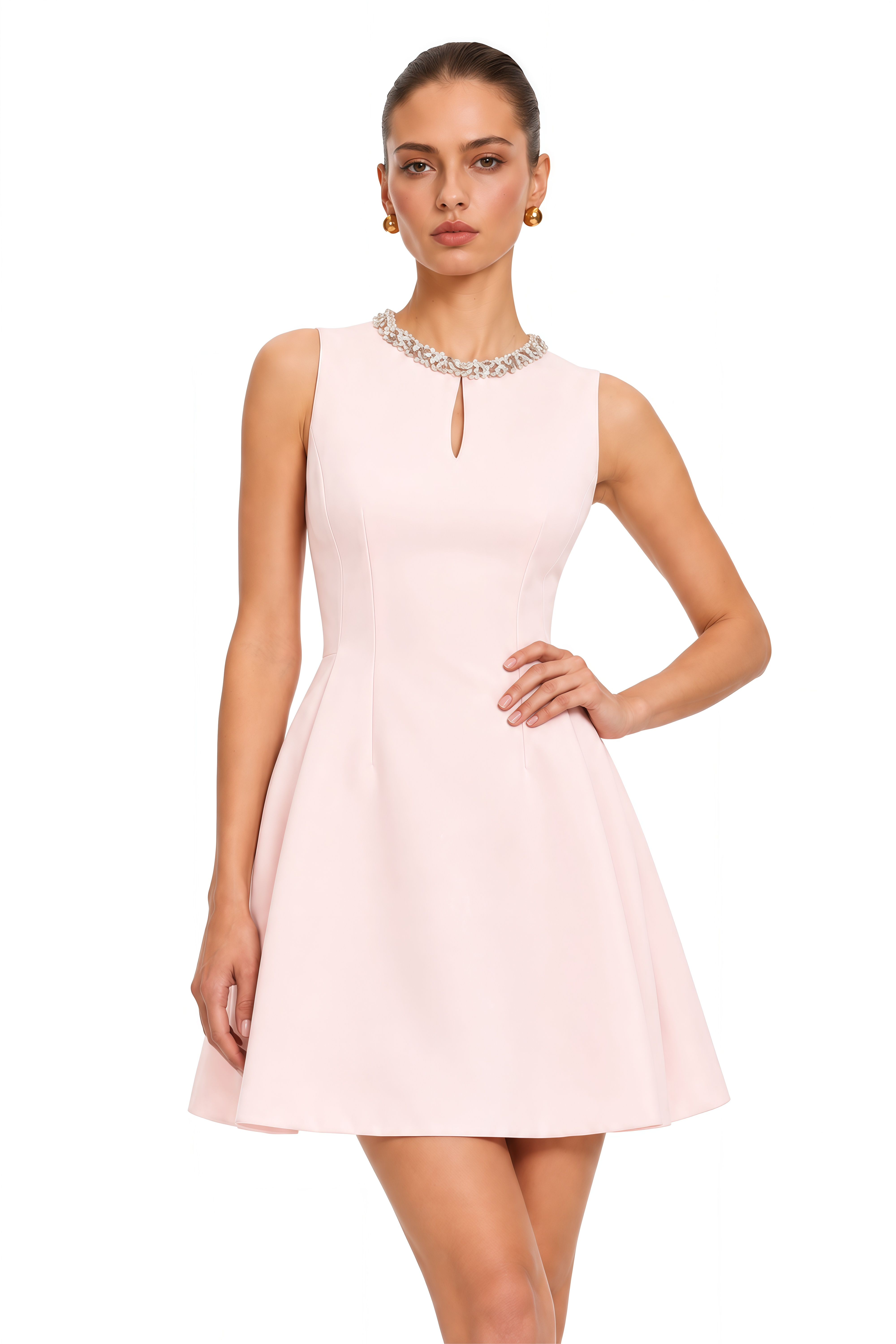 Clothilde Pink Sequined Puff Mini Dress