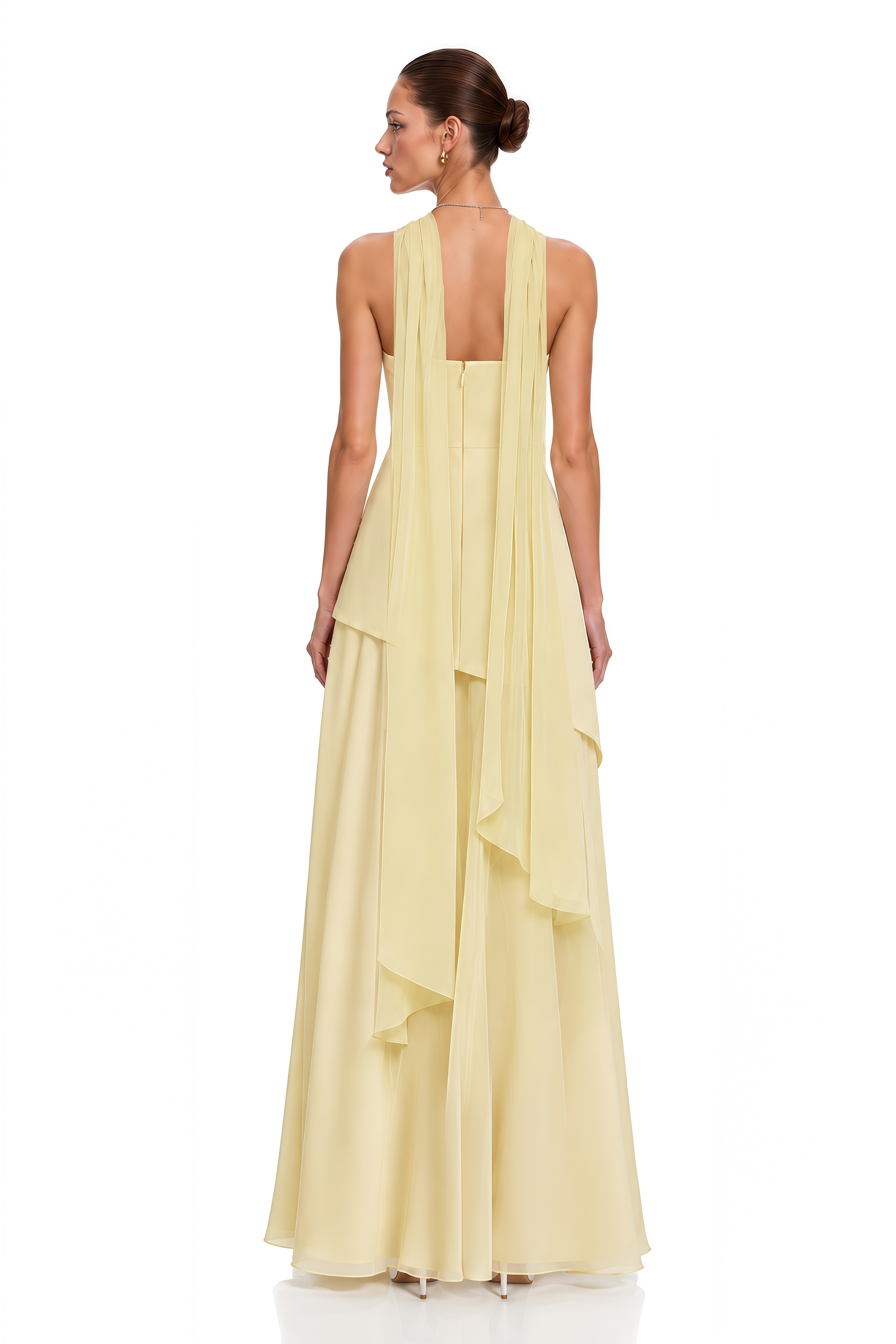 Solène Yellow Off-Shoulder Ruched Maxi Gown