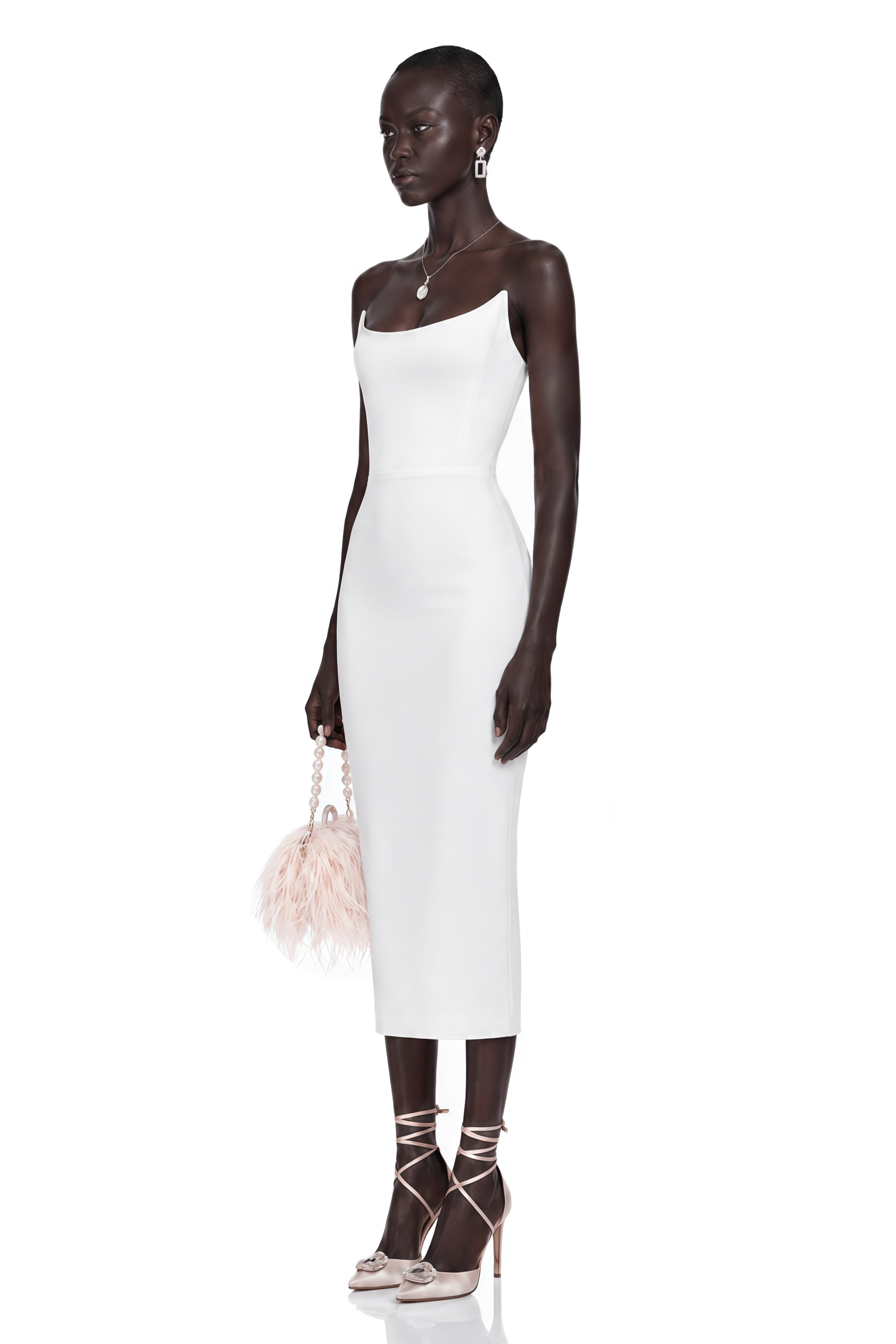 Escolástica White Off Shoulder Midi Dress