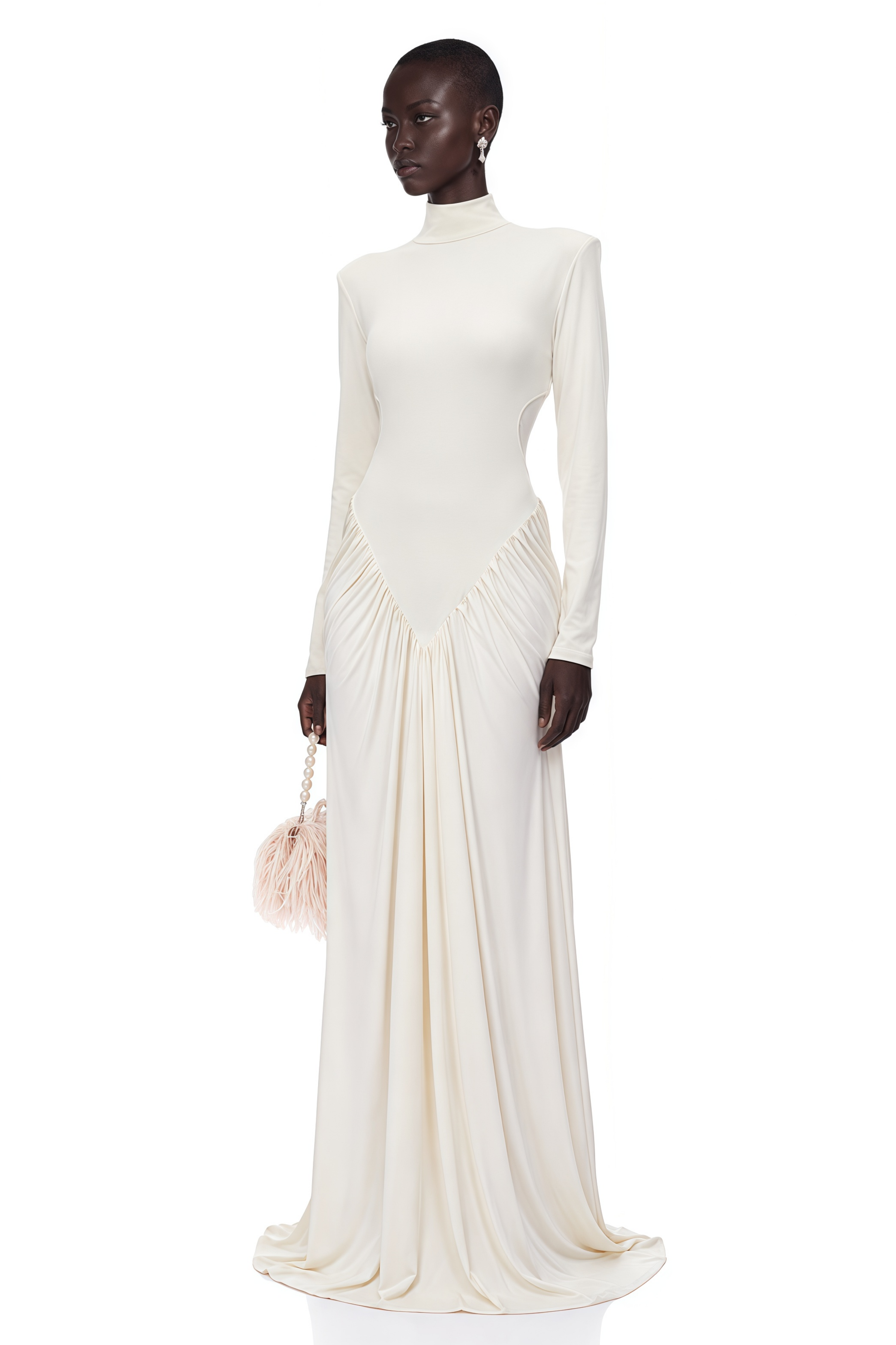 Harriet White Cut Out Ruched Maxi Dress