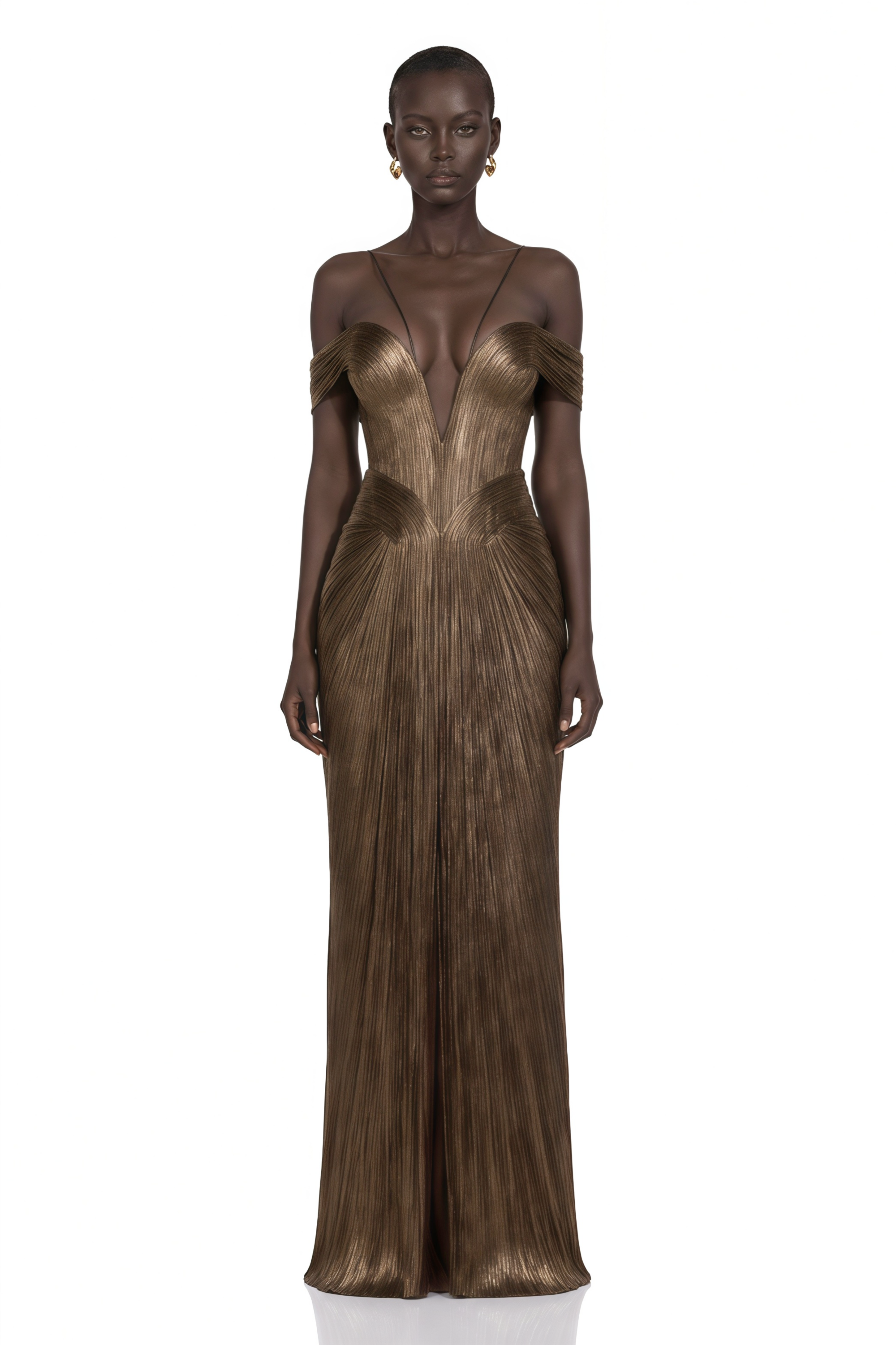 flowy dress brown Marise Draped Pleated Maxi – Miss Rosier 268CC1