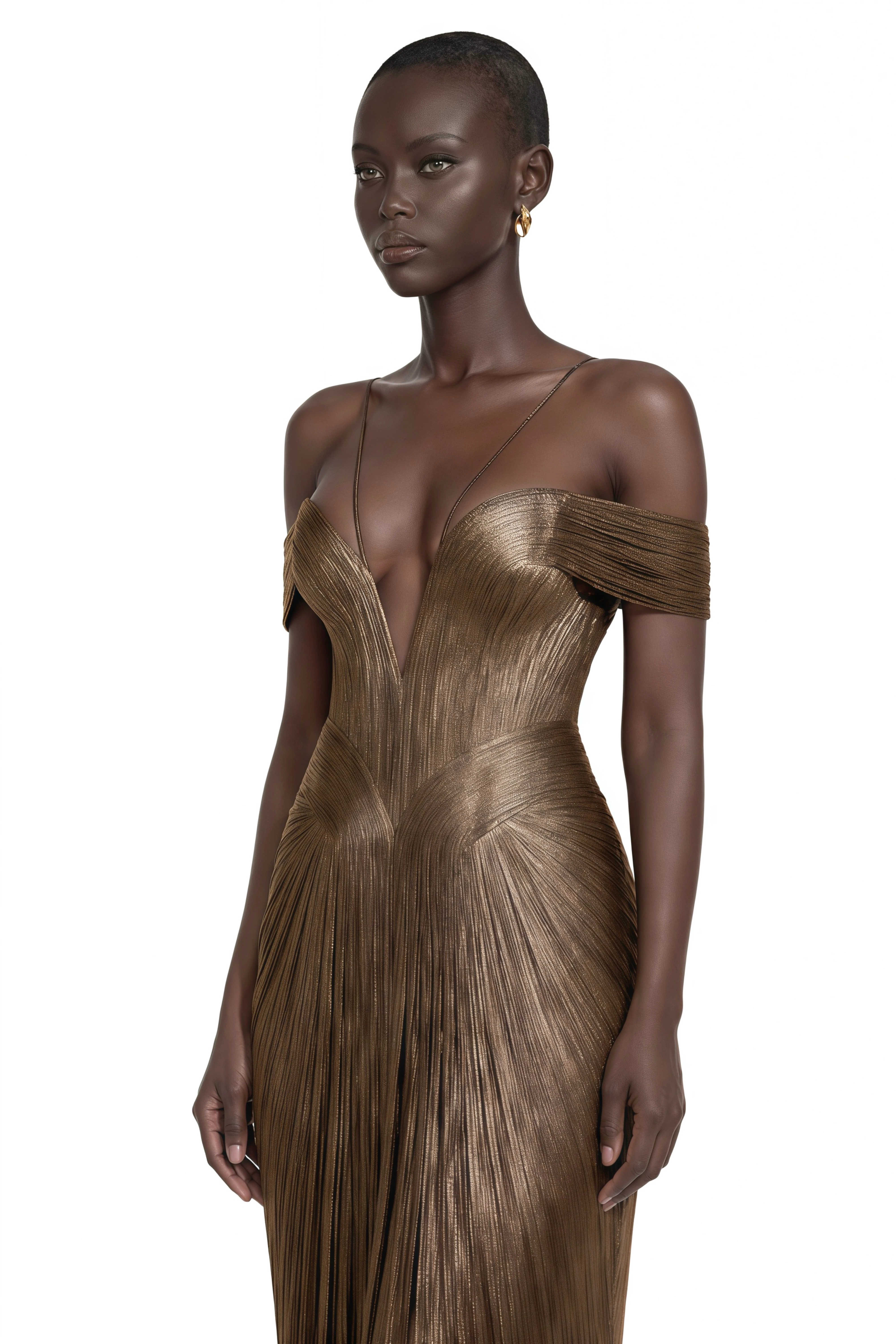 Marise Brown Draped Pleated Maxi Dress – Miss Rosier - Women's