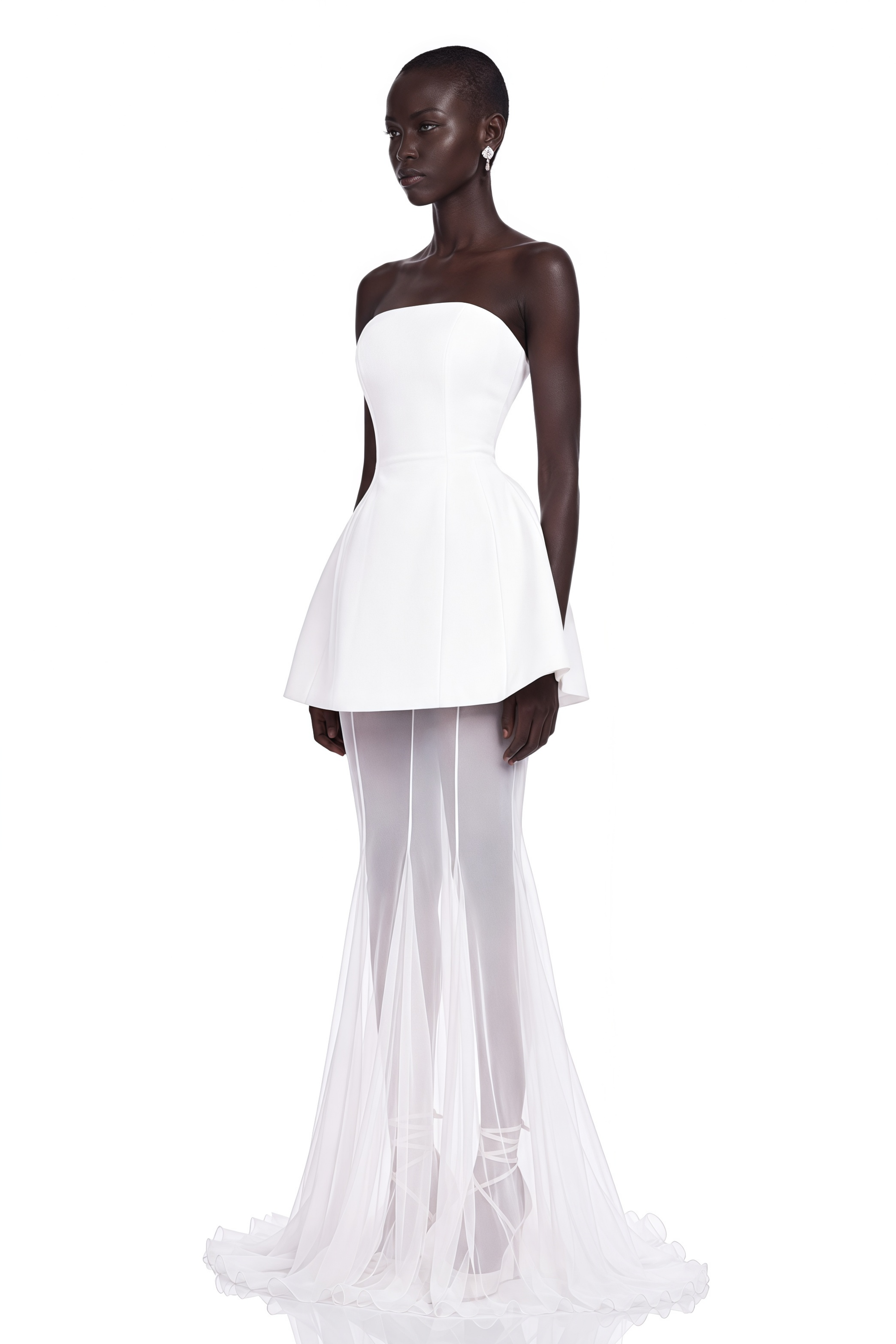 Mélanie White Corset Dress & Mesh Skirt Set