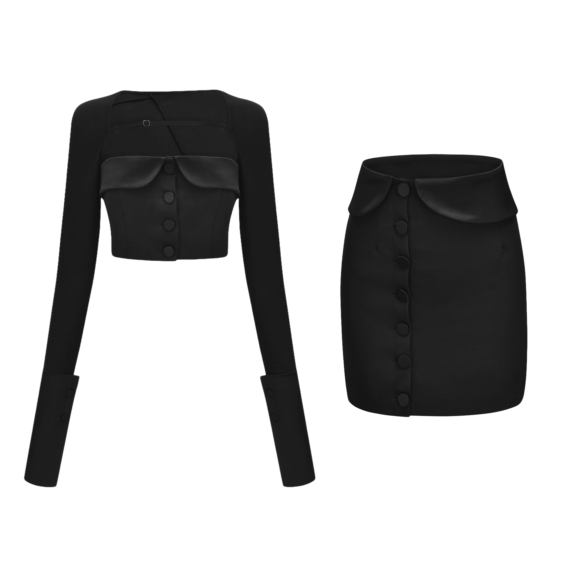itsy spaghetti-detail crop top & skirt matching set (PRE-ORDER at 20th March) - itsy, it‘s different