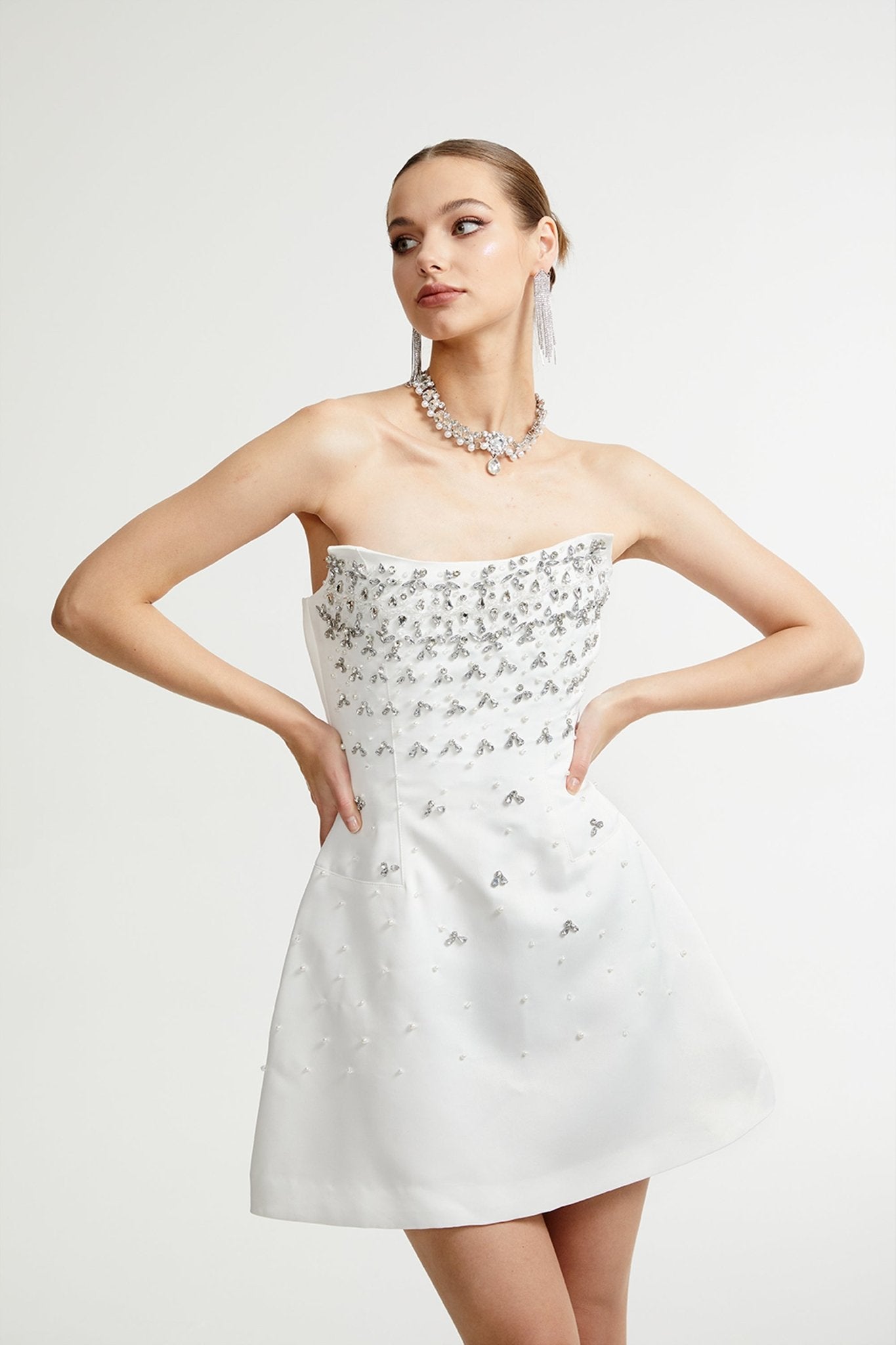 Melisande white embellished mini dress – Miss Rosier - Women's